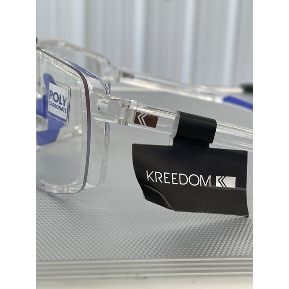 Kreedom Polycarbonate Lens Safety Glasses UV Protection Clear and Blue Frame NEW - Picture 4 of 6